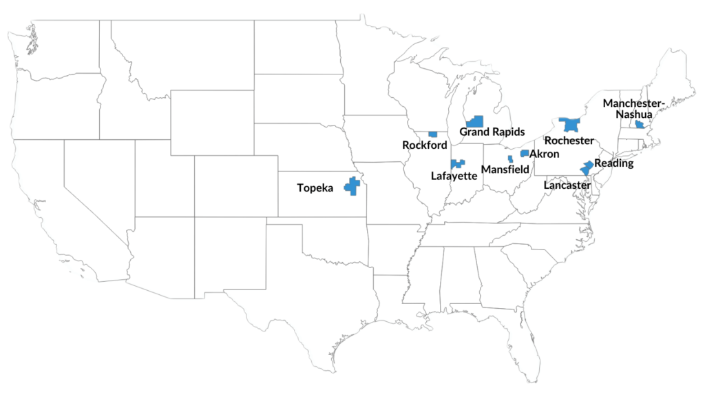 USA map showing the Top 10 Hottest Markets